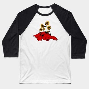 Slava Ukraini - Defeated Russian Bear and Sunflowers (not distressed) Baseball T-Shirt